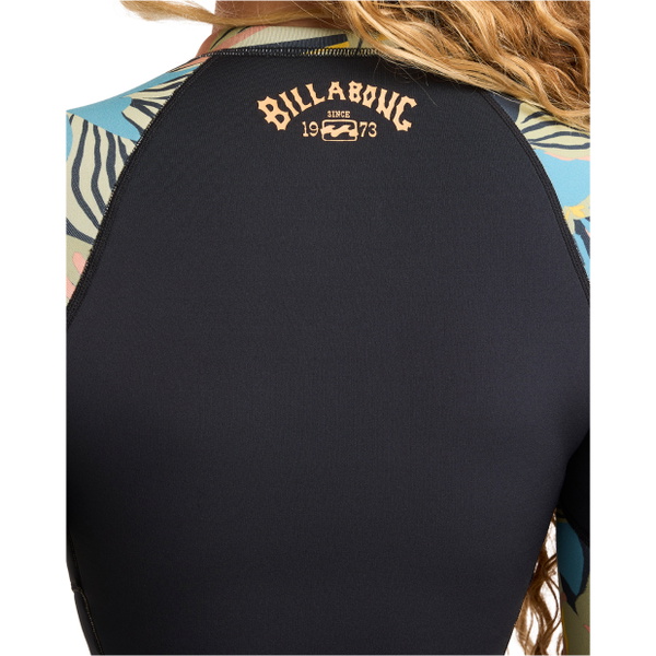 2026 Billabong Womens Salty Dayz Natural 2mm Front Zip Long Sleeve Springsuit Wetsuit 24BW193503 - Black Tropical